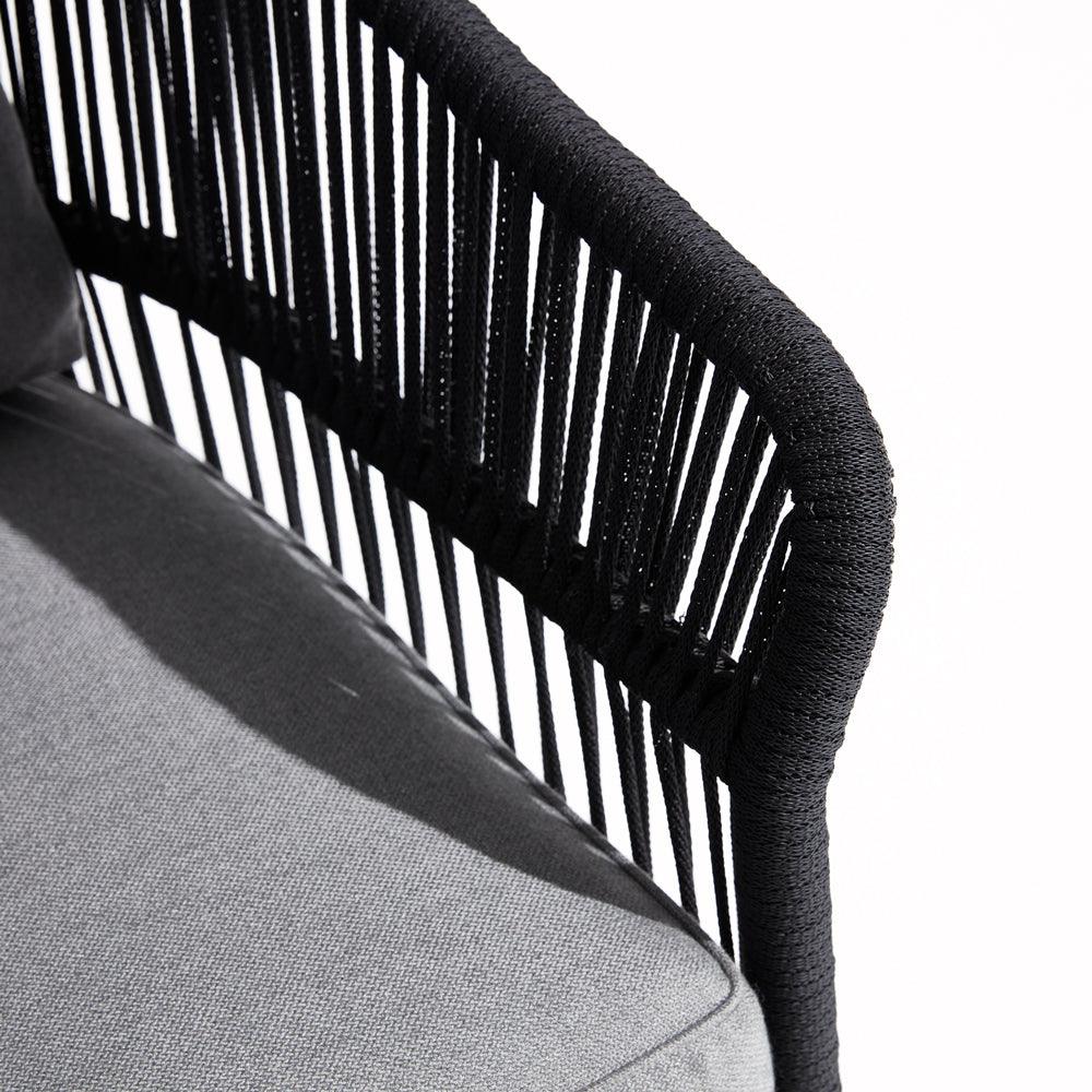 Wonder - lounge chair, black rope design, grey & Soft cushion,aluminum frame, smooth armrest-Sunsitt Signature